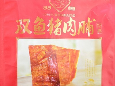 靖江特产食品猪肉铺老字号原味双鱼牌经典大袋猪肉脯干自然片308g图3