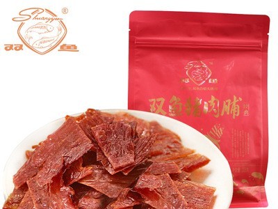 靖江特产食品猪肉铺老字号原味双鱼牌经典大袋猪肉脯干自然片308g图2
