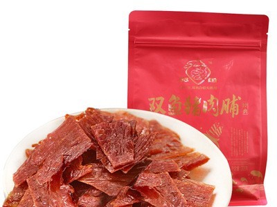 靖江特产食品猪肉铺老字号原味双鱼牌经典大袋猪肉脯干自然片308g图5