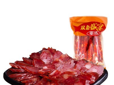 老字号靖江特产双鱼牌优级香肠500g广式香肠非即食酒曲腊肠批发图3