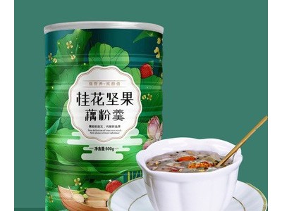 真嗨森桂花坚果藕粉网红纯莲藕粉坚果水果冲饮泡代餐营养罐装600g图2