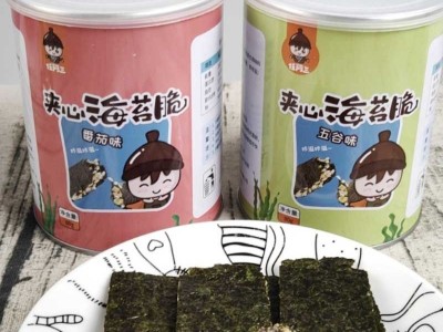 任阿三芝麻夹心海苔即食紫菜零食4罐一件代发阿三夹心海苔脆图2