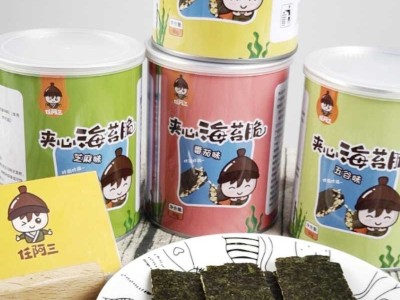 任阿三芝麻夹心海苔即食紫菜零食4罐一件代发阿三夹心海苔脆图3