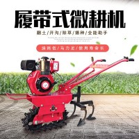 手推链轨式微耕机 履带式小型田园管理机 汽柴油施肥播种机微耕机