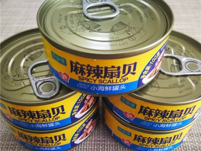 直播麻辣扇贝罐头食品麻辣味扇贝即食海鲜水产零食海鲜罐头图2