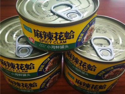 一件代发麻辣花蛤罐头海鲜优惠麻辣海鲜即食罐装休闲零食罐头小吃图3