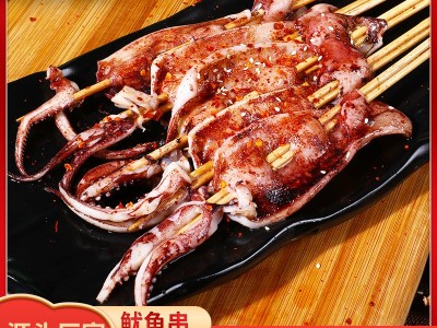 铁板鱿鱼串烧烤食材油炸半成品冷冻鱿鱼串50g*100支【厂家批发】图2