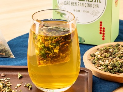 花草OEM代工芍祖堂草本三清茶 胖大海茶金银花鱼腥草三角包袋泡茶图4