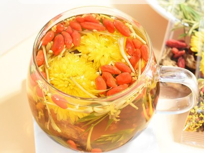 菊花决明子茶 熬夜养甘茶 金银花枸杞牛蒡根桂花茶 组合花茶代发图3