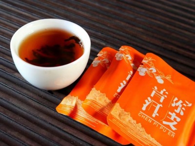 云南普洱茶 陈皮普洱熟茶 新工艺老原料压 8克 勐海厂家直发图4