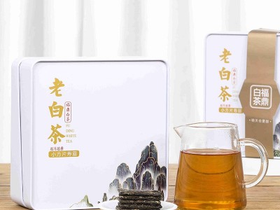 福鼎茶老白茶2022年寿眉小饼干铁罐茶叶礼盒装小方片小茶饼500g图5