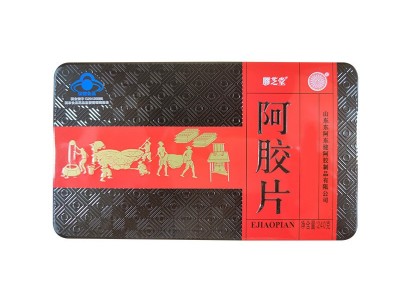 驴皮食用阿胶片铁盒包装 山东东阿东健阿胶块 一件代发图4