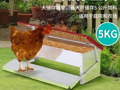 鸡用脚踏式鸡槽 镀锌铝防鼠防水家禽喂养饲料槽 自动踩踏式喂鸡槽图2