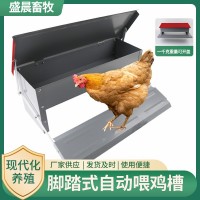 鸡用脚踏式鸡槽 镀锌铝防鼠防水家禽喂养饲料槽 自动踩踏式喂鸡槽