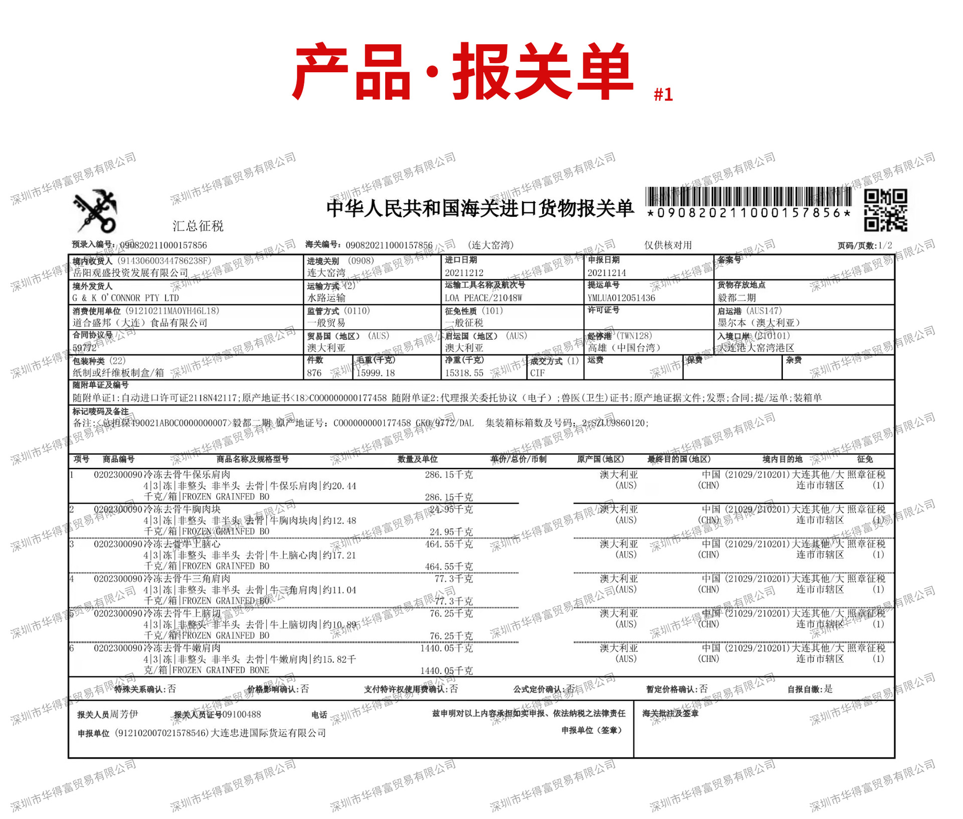 SY报关单
