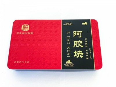 现货批发山东东阿驴皮 阿胶块济水福字阿胶250克阿胶铁盒装图3